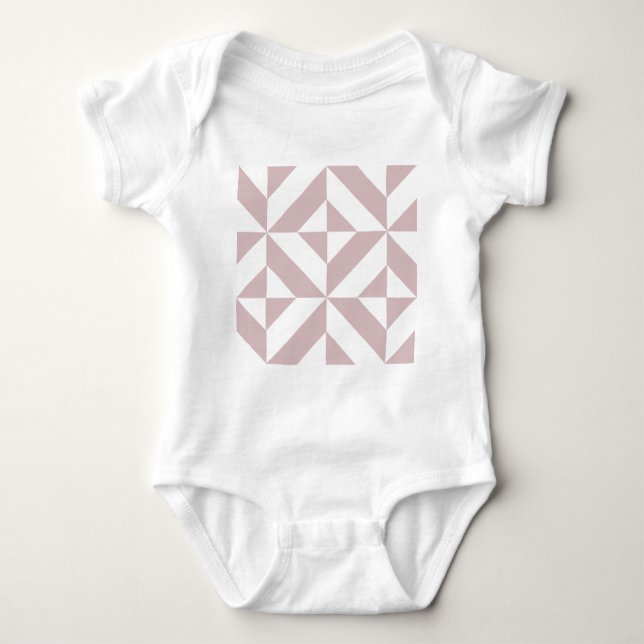 Mauve Geometric Deco Cube Mönster Tee (Framsida)