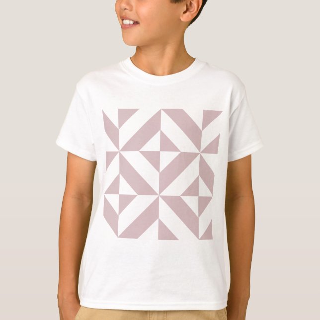 Mauve Geometric Deco Cube Mönster Tee (Framsida)