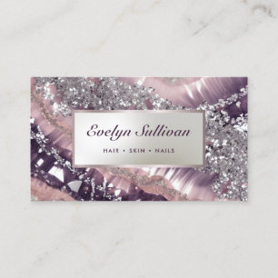 Mauve glitter marble affärskort visitkort