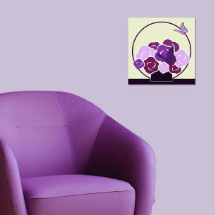 Mauve Grape Lila Bouquet & Butterflies Square Poster