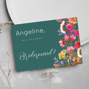 Mauve grönt orange rosa gult  sommar Bridesmaid Inbjudningar