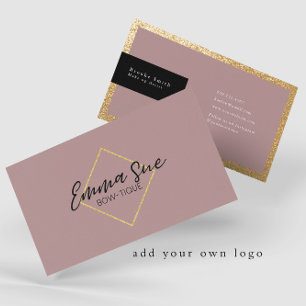 Mauve Guld Elegant Luxury Lägg till din Logotyp Visitkort