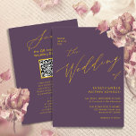 Mauve Guld QR-kod i ett Elegant bröllop Inbjudningar<br><div class="desc">Elegant Mauve QR-kod allt i ett modernt Guld-skript-bröllopskort. Fira din speciella dag med den här eleganten och ett vackert bröllopskort för att passa ditt speciella tillfälle. Alla texterna är i förväg ordnade så att du enkelt och snabbt kan anpassa dig med dina egna detaljer. Om du behöver anpassa eller matcha...</div>