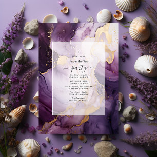 Mauve & Guld under Sea Sjöjungfru Födelsedagsfest Inbjudningar