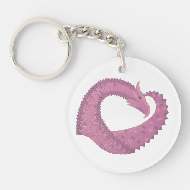 Mauve hjärtdrake på vitt (Framsidan)