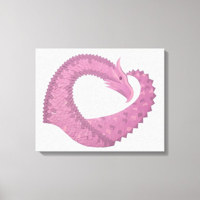 Mauve hjärtdrake på vitt canvastryck (Framsida)