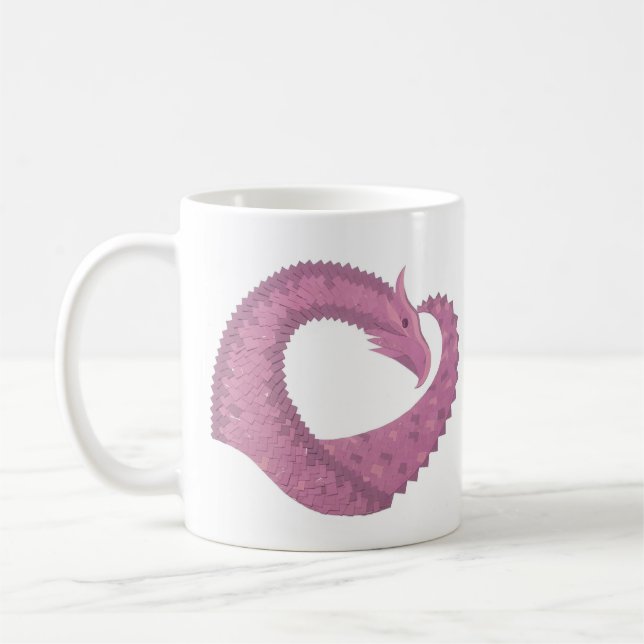 Mauve hjärtdrake på vitt kaffemugg (Vänster)