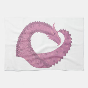 Mauve hjärtdrake på vitt kökshandduk