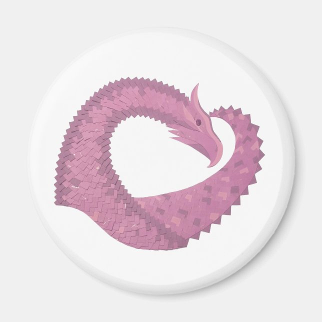Mauve hjärtdrake på vitt magnet (Framsidan)