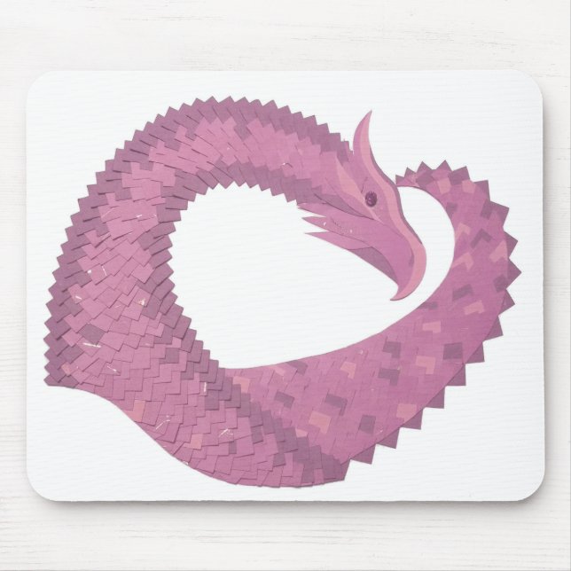 Mauve hjärtdrake på vitt musmatta (Framsidan)