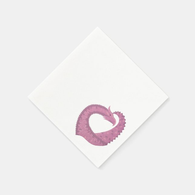 Mauve hjärtdrake på vitt pappersservett (Hörn)