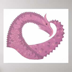 Mauve hjärtdrake på vitt poster