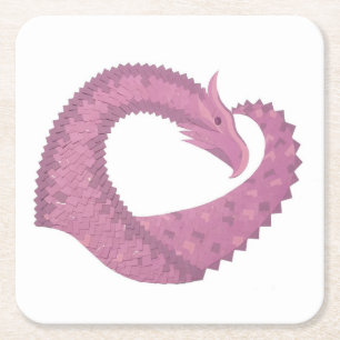 Mauve hjärtdrake på vitt underlägg papper kvadrat