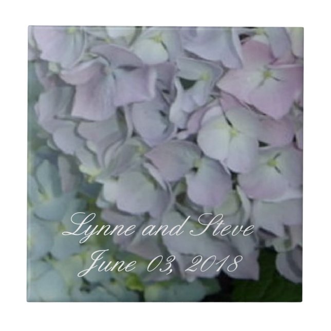 Mauve Hydrangea Bröllopsdatum Kakelplatta (Framsidan)