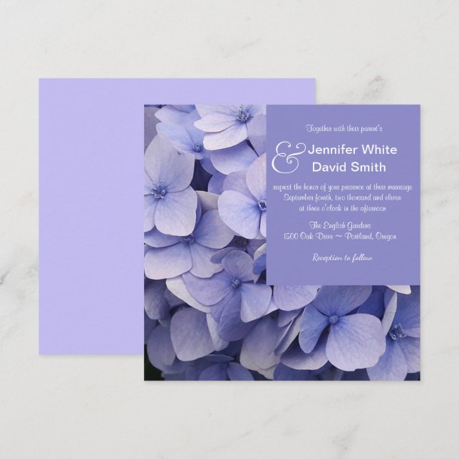 Mauve Hydrangea bröllopsinbjudan Inbjudningar (Fram/baksida)