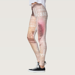 Mauve inbäddat foto för tonOrchidord moln Leggings