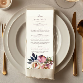 Mauve Indigo Watercolor Ro Bröllop Menu Meny
