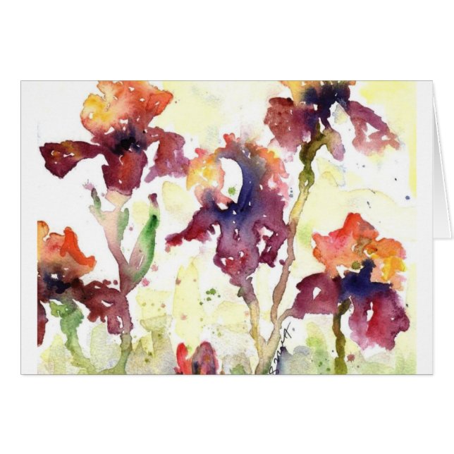 mauve irises hälsningskort (Framsidan Horizontal)