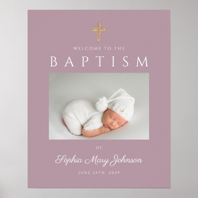 Mauve Kor Photo Girl Baptism Välkommen Poster (Framsidan)
