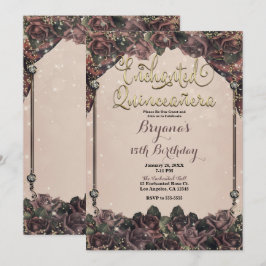 Mauve Kryddrosor Gnistrar 15 Quinceañera 15-årsdag Inbjudningar