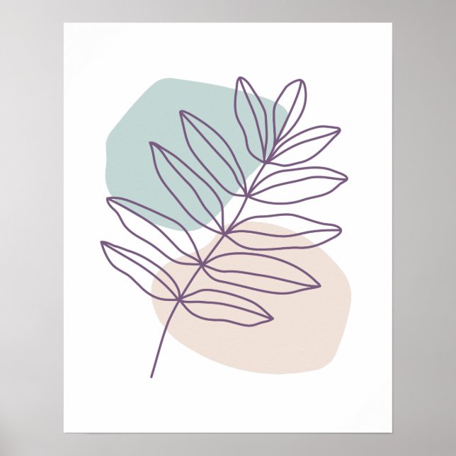 Mauve-Lämna med Grönt & bruna cirkulär minimalisti Poster (Framsidan)