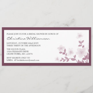 Mauve långa blom- inbjudningskort för möhippan