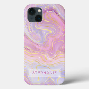 Mauve Lavender Guld Personlig Marble Strata