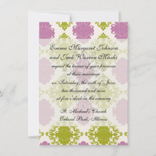 Mauve lavender lime green white diamant Damask Inbjudningar