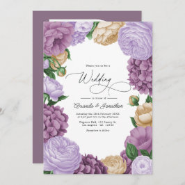 Mauve, Lavender Smoke & Champagne Floral Wedding Inbjudningar