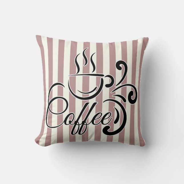 Mauve Lavender Stripe (kaffe) Decorative Pillow Kudde (Framsida)
