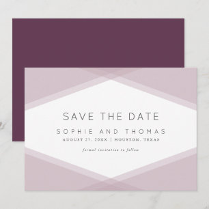 Mauve Layered Geometric Mörk Lila Spara datum Inbjudningar