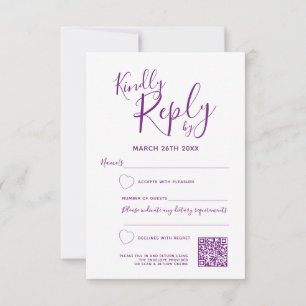 Mauve lila abstrakt art bröllop QR-kod OSA Kort