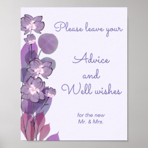 Mauve lila blommigt Advice och well önskemål-tecke Poster
