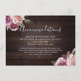 Mauve lila blommigt Rustic wood Custments Tilläggskort