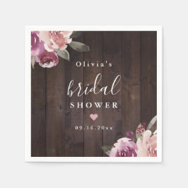 Mauve lila blommigt Rustic wood möhippa Pappersservett