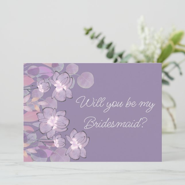 Mauve lila  blommigt ska vara bridesmaid frieri inbjudningar (Stående Fram)