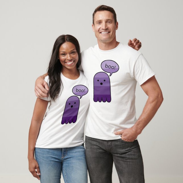 Mauve Lila Boo Ghost Halloween T Shirt (Unisex)