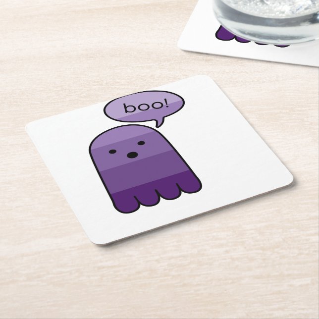 Mauve Lila Boo Ghost Square Papper Underlägg Kvadrat (Vinklad)