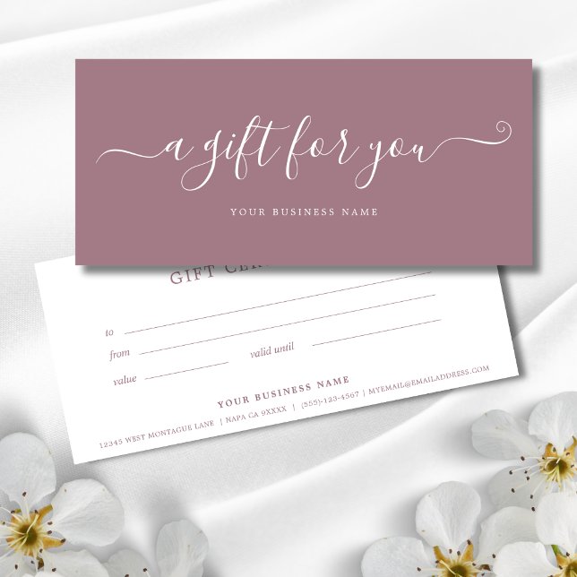 Mauve Lila Business Gift Certificate Elegant (Mauve Business Gift Certificate )