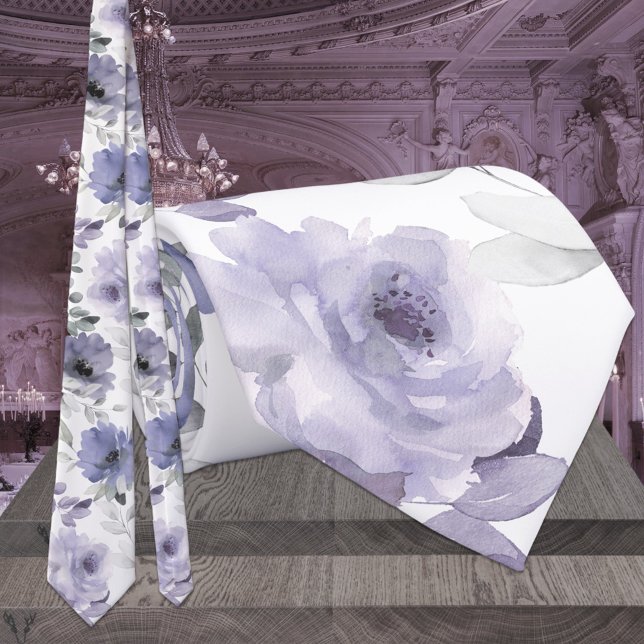 Mauve Lila Lavender Silver Eucalyptus Bröllop Slips (Skapare uppladdad)