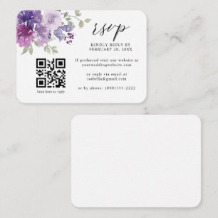 Mauve Lila Lilac Blommigt QR Code Bröllop OSA Tilläggskort