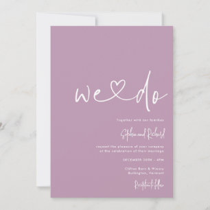 Mauve Lila Minimalist Script Modern Bröllop Inbjudningar