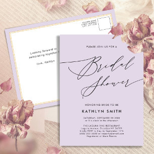 Mauve Lila Modern Script Simple Möhippa Inbjudan Vykort