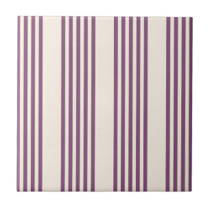 Mauve lila och beige fem rand mönster kakelplatta