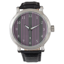 Mauve lila och kol fem rand mönster armbandsur