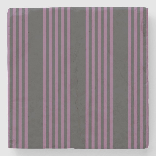 Mauve lila och kol fem rand mönster stenunderlägg (Framsidan)