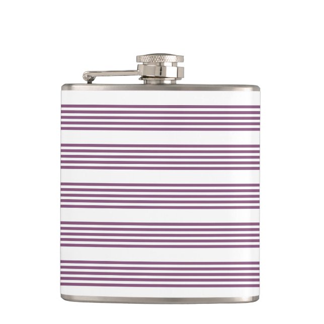Mauve lila och vit fem rand mönster fickplunta (Framsidan)