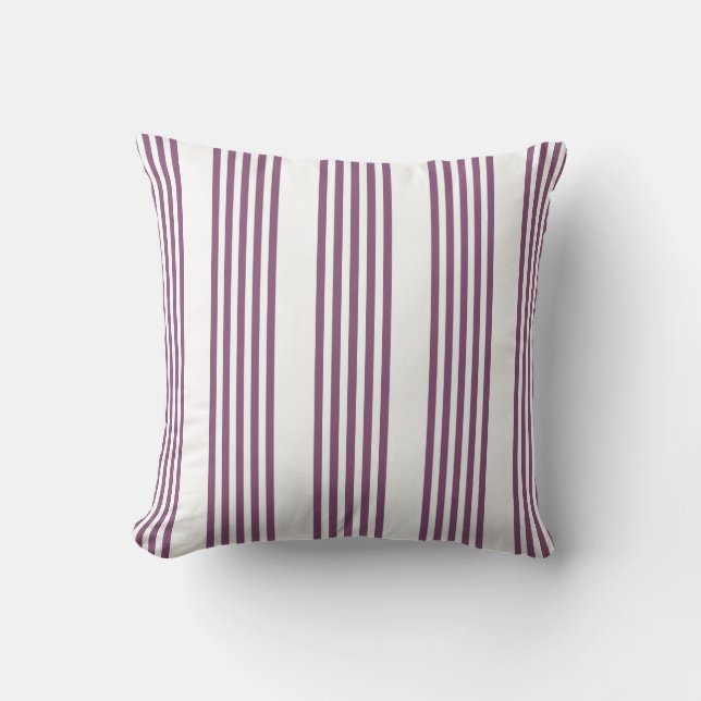 Mauve lila och vit fem rand mönster kudde (Framsida)