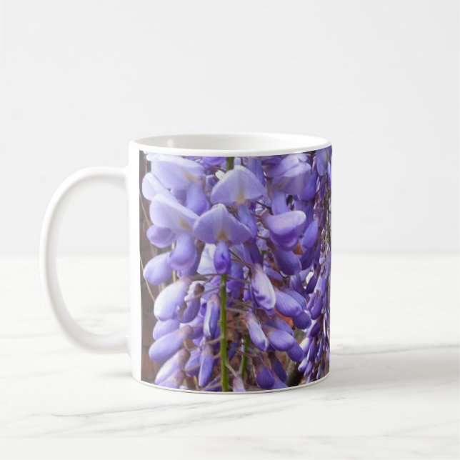 Mauve, Lila Wisteria Blommar Kaffemugg (Vänster)
