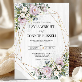 Mauve Lilac Blommigt Geometric Modern Bröllop Inbjudningar